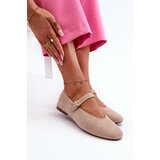 Boto Beige Buckled Faux Suede Ballerina Flats Anlofi | Shoptok.si