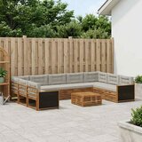  Set vanjskih sofa 10 kom. Prirodna i svjetlosiva Smeđa | shoptok.hr