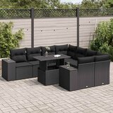  9-dijelni set vrtnih sofa s jastucima crni od poliratana Slike