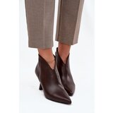 Boto Patent Low Ladies Boots on Heel Chocolate Jolivra | Shoptok.si