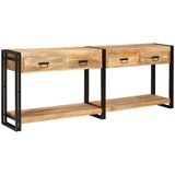 vidaXL Konzolna miza s predalom 2 pcs Rjava Trden robusten mangov les - - Rjava - 38.44 - 200 x 33 x 75 cm - 2025- | Shoptok.si