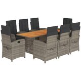  The Living Store Vrtna jedilna garnitura 9-delna z blazinami siv poli ratan - Vrtna Jedilna Garnitura, (21451878) | Shoptok.si