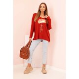 Kesi Włoski Women's viscose blouse with long sleeves and gold floral print red | shoptok.hr