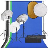 vidaXL komplet za foto studio z lučmi, ozadjem in odbojnikom | Shoptok.si