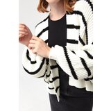 Lafaba Women's White Oversize Striped Knitwear Cardigan | shoptok.hr