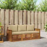  Setovi sofa 3 kom. Prirodna i bež Čvrsto drvo akacije | shoptok.hr