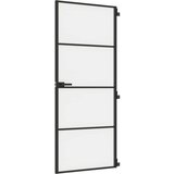 Sobna vrata tanka crna 83 x 201,5 cm kaljeno staklo i aluminij | shoptok.hr