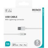 Deltaco Lightning kabel, 1m, Apple C189 čipset, MFi, FSC-označeno pakiranje, bela | Shoptok.si