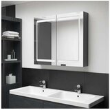  led kupaonski ormarić s ogledalom sjajni sivi 80 x 12 x 68 cm | shoptok.hr