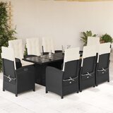 vidaXL 9-dijelni vrtni blagovaonski set s jastucima crni od poliratana | shoptok.hr