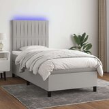  Box spring postelja z vzmetnico LED svetlo siva 80x200 cm blago, (20930551) Cene