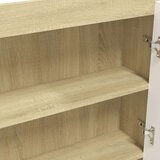 vidaXL Kopalniška omarica z ogledalom 80x15x60 cm MDF bela in hrast | Shoptok.si