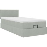vidaXL Otomanski posteljni okvir z vzmetnico siv 100x200 cm žamet | Shoptok.si