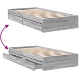 vidaXL Posteljni okvir s predali siva sonoma 75x190 cm inženirski les | Shoptok.si