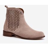 Zazoo 2791 Suede Openwork Boots Beige | ePonuda.com