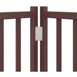 vidaXL Ograda za pse z vrati zložljiva 4 paneli rjava 320cm topolovina | Shoptok.si