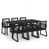  7-dijelni vrtni blagovaonski set od PVC ratana crni | shoptok.hr
