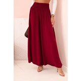 Kesi Włoski Women's viscose pants with elastic waistband dark burgundy | Shoptok.si