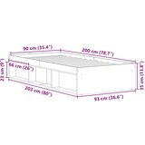  Okvir kreveta boja dimljenog hrasta 90 x 200 cm | shoptok.hr