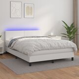vidaXL Box spring postelja z vzmetnico LED bela 140x190cm umetno usnje Cene