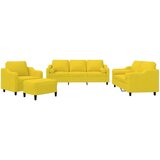  4-dijelni set sofa s jastucima svjetložuti od tkanine | Eponuda.com