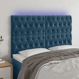  LED uzglavlje tamnoplavo 160x7x118/128 cm baršunasto | shoptok.hr