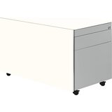 mauser Predalnik s kolesi, V x G 520 x 800 mm, 1 predal za material, 1 predal za obešalne mape, čista bela / aluminijasto siva / čista bela | Shoptok.si