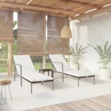 vidaXL Ležalniki 2 kosa z mizico poli ratan rjavi | Shoptok.si