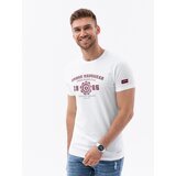 Ombre T-shirt męski z nadrukiem w stylu college – biały | Shoptok.si