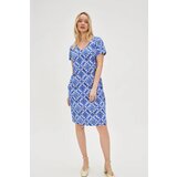 Marisse Patterned Blue Dress Cene