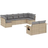 vidaXL Vrtna garnitura 9-delna z blazinami bež poli ratan, (21056656) | Shoptok.si