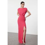 Trendyol Fuchsia Fitted Padded Long Elegant Woven Evening Dress & Graduation Dress cene