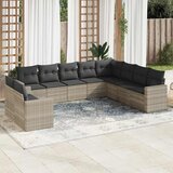Maison Chic Seti vrtnega pohištva - Vrtna garnitura - Vrtni pohištvo set 10-delna z blazinami sv. siv poli ratan, (21815459) | Shoptok.si