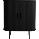 Unique Furniture Crna vitrina za vino u dekoru hrasta s kliznim vratima 100x118x40 cm Nola – | shoptok.hr