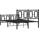  Metalni okvir kreveta uzglavlje i podnožje crni 120x190 cm | shoptok.hr