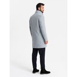 Ombre Men's coat with high collar and asymmetrical fastening - grey melange | Shoptok.si