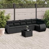  7-dijelni set vrtnih sofa od poliratana s jastucima crni | shoptok.hr