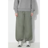 Carhartt WIP Pamučne hlače Collins Pant boja: zelena, široke, visoki struk, I029789.1YFGD
