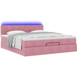 vidaXL Otomanski krevet s madracem&LED ružičasti 180x200 cm baršunasti | shoptok.hr