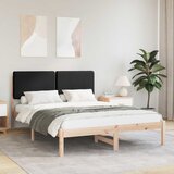 vidaXL Posteljni okvir z oblazinjenim vzglavjem Črna 140 x 200 cm | Shoptok.si