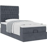 vidaXL Otomanski posteljni okvir z vzmetnicami siv 80x200cm žamet | Shoptok.si