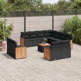 vidaXL 12-dijelni set vrtnih sofa od poliratana s jastucima crni | shoptok.hr