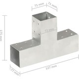 Spojnik za stupove u T-obliku od pocinčanog metala 71 x 71 mm | shoptok.hr
