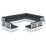  Vrtna sedežna garnitura 12-delna z blazinami bela borovina, (20973301) | Shoptok.si
