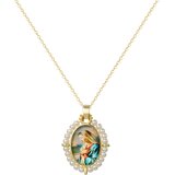 Ogrlica Medaljon Djevica Marija PM-41177 - Zlatna / Bijela / Tip2 KP41177 | shoptok.hr