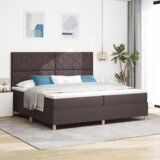  Krevet s Podnicom i Madracem &amp LED Tamnosmeđa 200x200 cm Tkanina | shoptok.hr