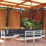 Maison Chic Seti vrtnega pohištva - Vrtna garnitura - Vrtni pohištvo set 9-delna z blazinami bela borovina, (21804096) | Shoptok.si