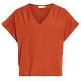 Vila Topi & Bluze Top Prisilla V-Neck - Burnt Brick Oranžna Cene