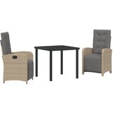 vidaXL set za objedovanje u vrtu od 3 dijela s jastučićima bež poli ratana, vrtni stol crni 80x80x73 cm kaljeno staklo Cijene