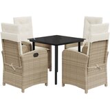  5-dijelni vrtni blagovaonski set od poliratana s jastucima bež 80 cm table length | shoptok.hr